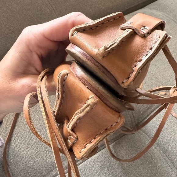 Zimmermann Leather Gladiator Flat Sandals strappy wrap riveted brown tan boho - Picture 9 of 12